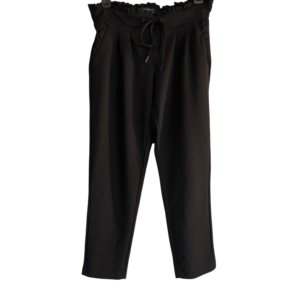 Boom Boom Jeans Black Paperbag Pants Women's Size Medium Waist Tapered Trousers